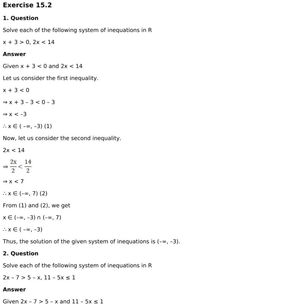 RD Sharma Solutions for Class 11 Maths Chapter 15 Linear Inequations 20 RD Sharma Chapter 15 Exercise 15.2 - 01