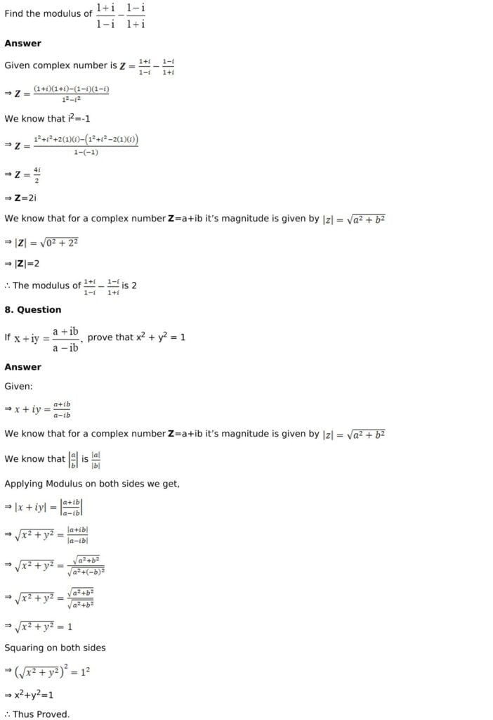 RD Sharma Solutions for Class 11 Maths Chapter 13 Complex Numbers 22 RD Sharma Chapter 13 Exercise 13.2 - 18