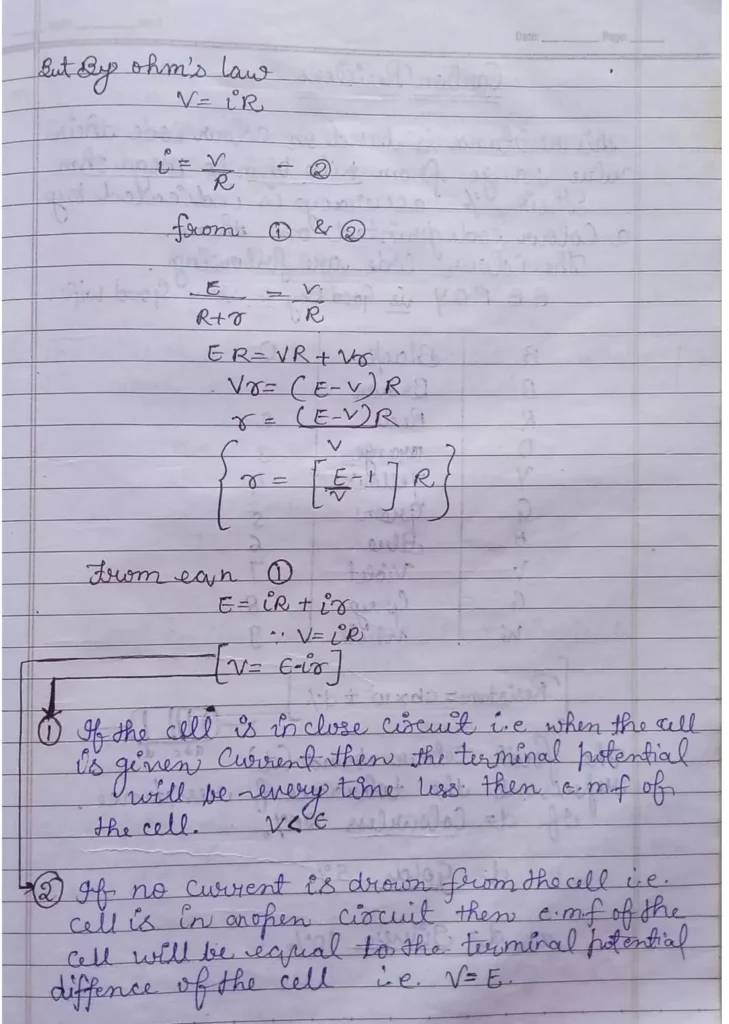 Current Electricity Class 12 Physics Chapter 3 Notes (Handwritten Notes PDF Download) 21 Class 12 Physics Chapter 3 Notes 021