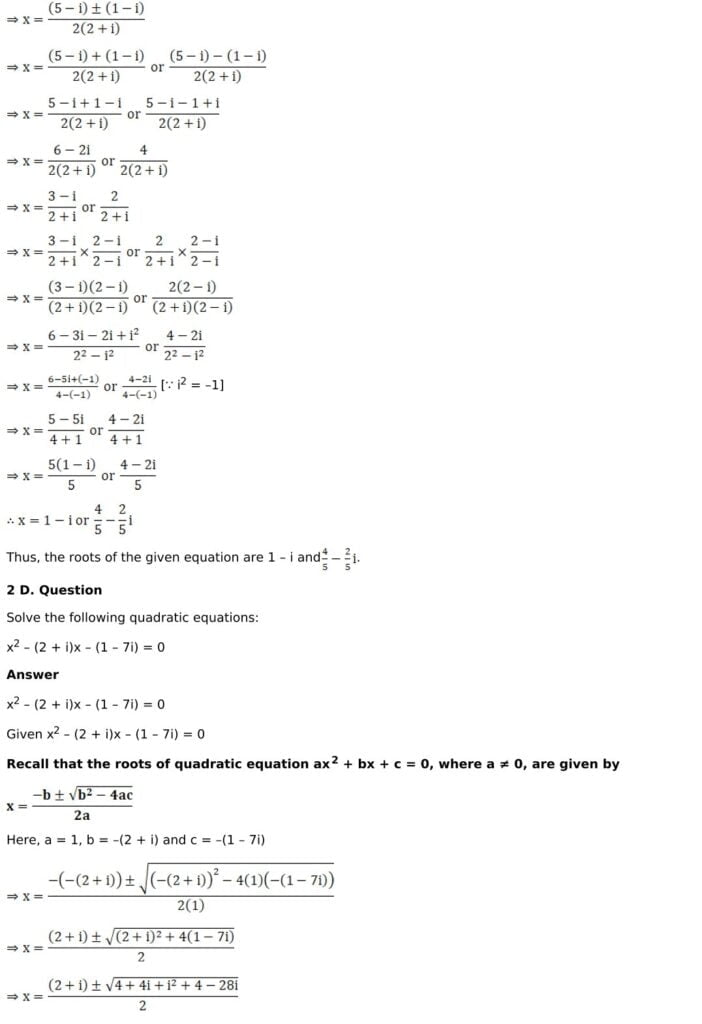 RD Sharma Solutions for Class 11 Maths Chapter 14 Quadratic Equations 26 RD Sharma Chapter 14 Exercise 14.2 - 06