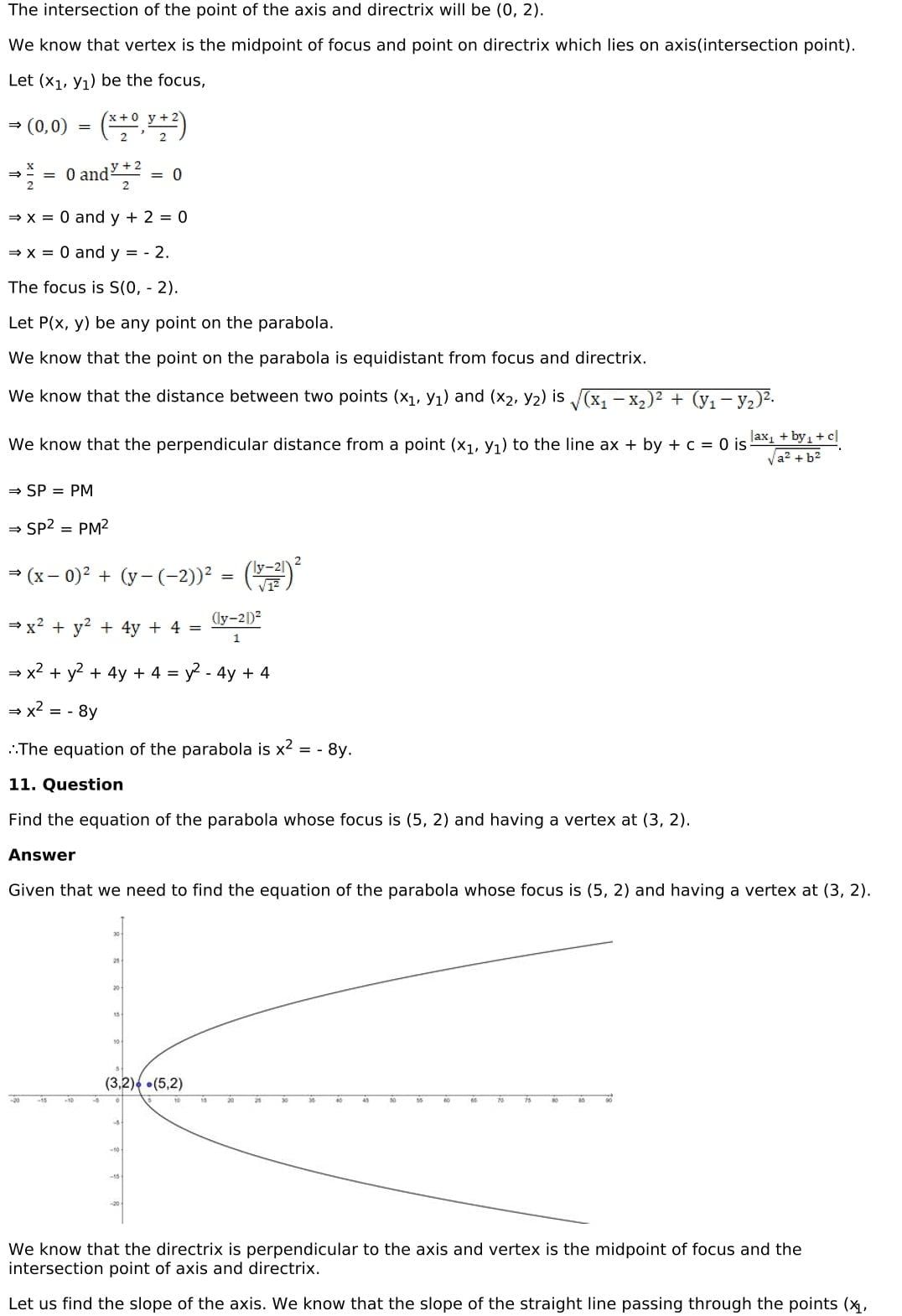 RD Sharma Solutions for Class 11 Maths Chapter 25 Parabola 26 RD Sharma Chapter 25 Exercise 25.1 - 026