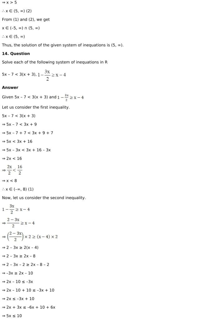 RD Sharma Solutions for Class 11 Maths Chapter 15 Linear Inequations 29 RD Sharma Chapter 15 Exercise 15.2 - 10