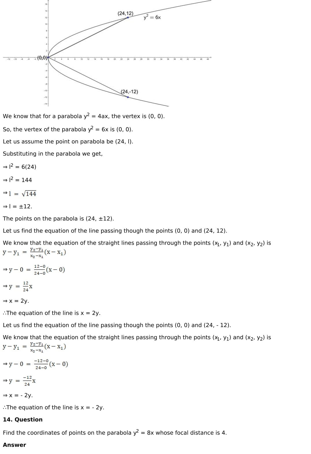 RD Sharma Solutions for Class 11 Maths Chapter 25 Parabola 29 RD Sharma Chapter 25 Exercise 25.1 - 029