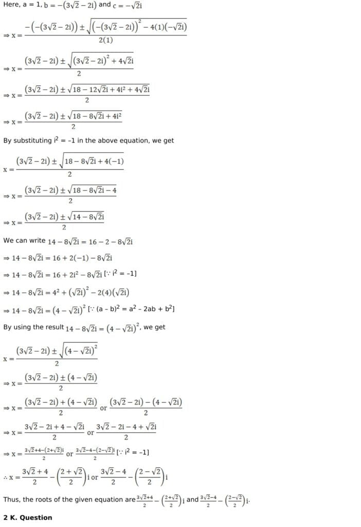 RD Sharma Solutions for Class 11 Maths Chapter 14 Quadratic Equations 32 RD Sharma Chapter 14 Exercise 14.2 - 12