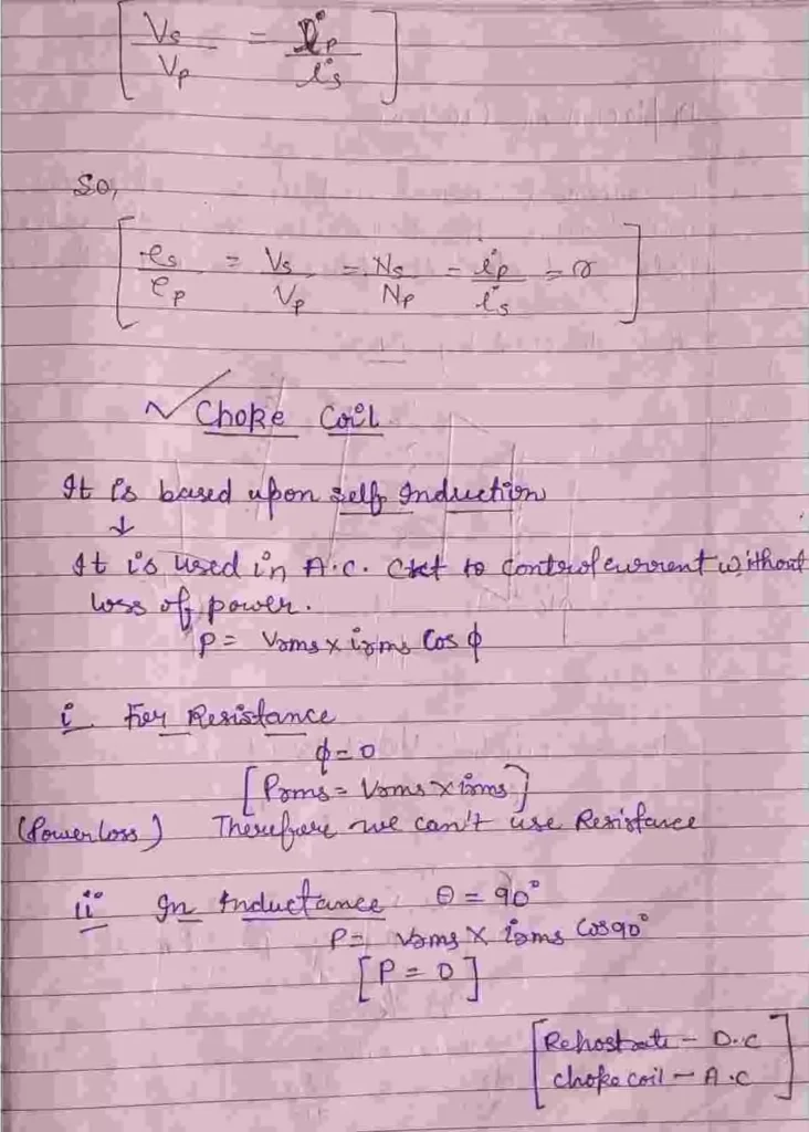 Alternating Current Class 12 Physics Chapter 7 Notes (Handwritten Notes PDF Download) 33 Class 12 Physics Chapter 7 Notes 031