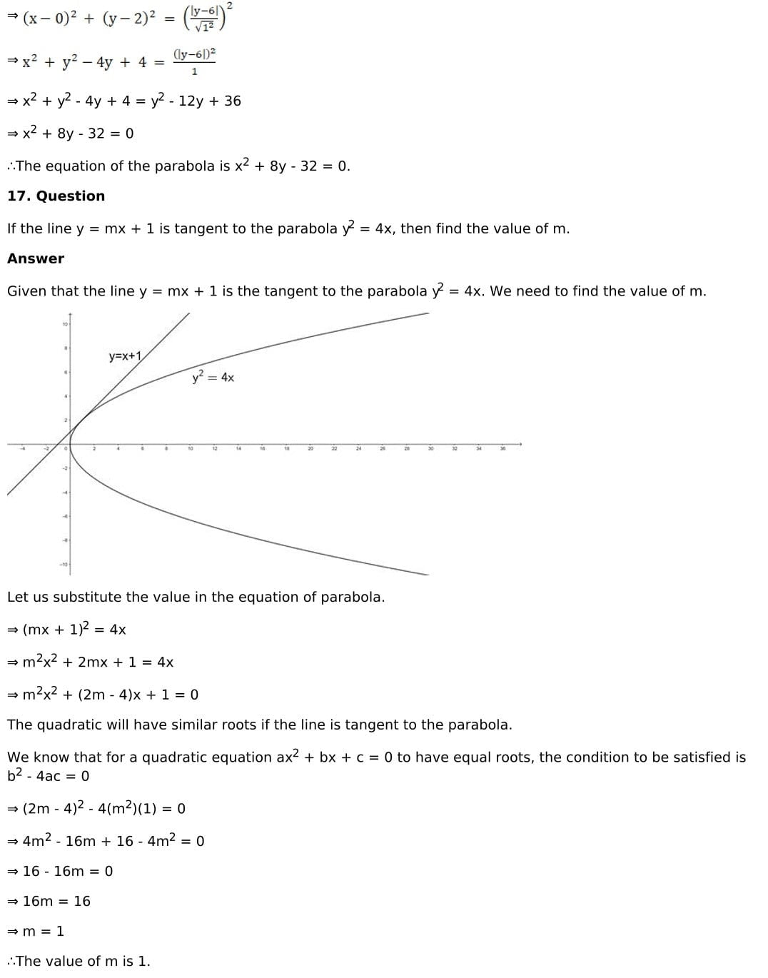 RD Sharma Solutions for Class 11 Maths Chapter 25 Parabola 33 RD Sharma Chapter 25 Exercise 25.1 - 033