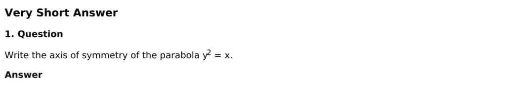 RD Sharma Solutions for Class 11 Maths Chapter 25 Parabola 34 RD Sharma Chapter 25 Very Short Answer - 01