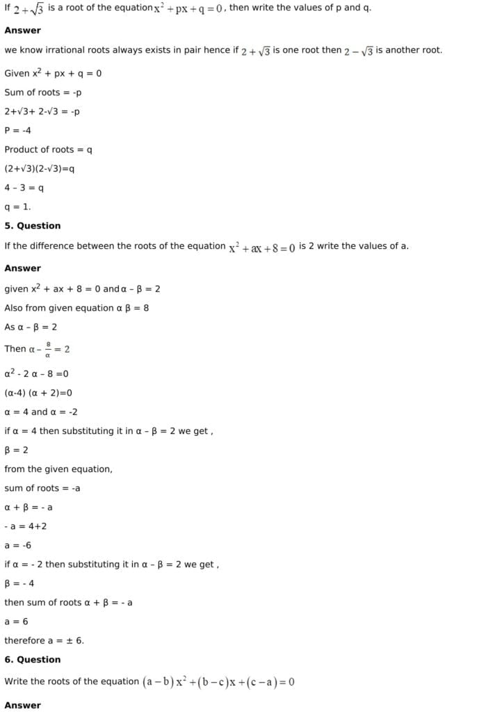 RD Sharma Solutions for Class 11 Maths Chapter 14 Quadratic Equations 37 RD Sharma Chapter 14 Very Short Answer - 03