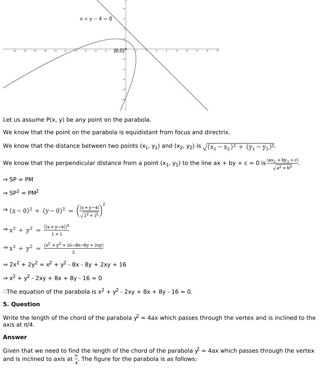 RD Sharma Solutions for Class 11 Maths Chapter 25 Parabola 37 RD Sharma Chapter 25 Very Short Answer - 04