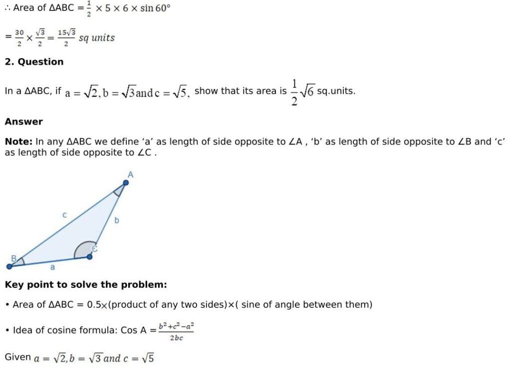RD Sharma Solutions for Class 11 Maths Chapter 10 Sine And Cosine Formulae And Their Applications 38 RD Sharma Chapter 10 Exercise 10.2 - 02