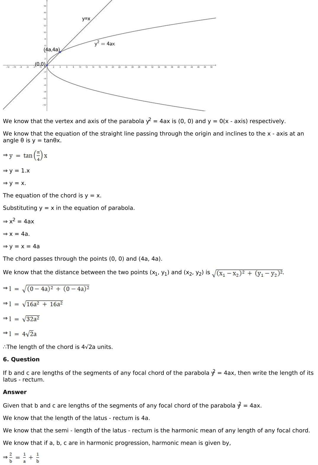 RD Sharma Solutions for Class 11 Maths Chapter 25 Parabola 38 RD Sharma Chapter 25 Very Short Answer - 05
