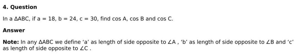 RD Sharma Solutions for Class 11 Maths Chapter 10 Sine And Cosine Formulae And Their Applications 41 RD Sharma Chapter 10 Exercise 10.2 - 05