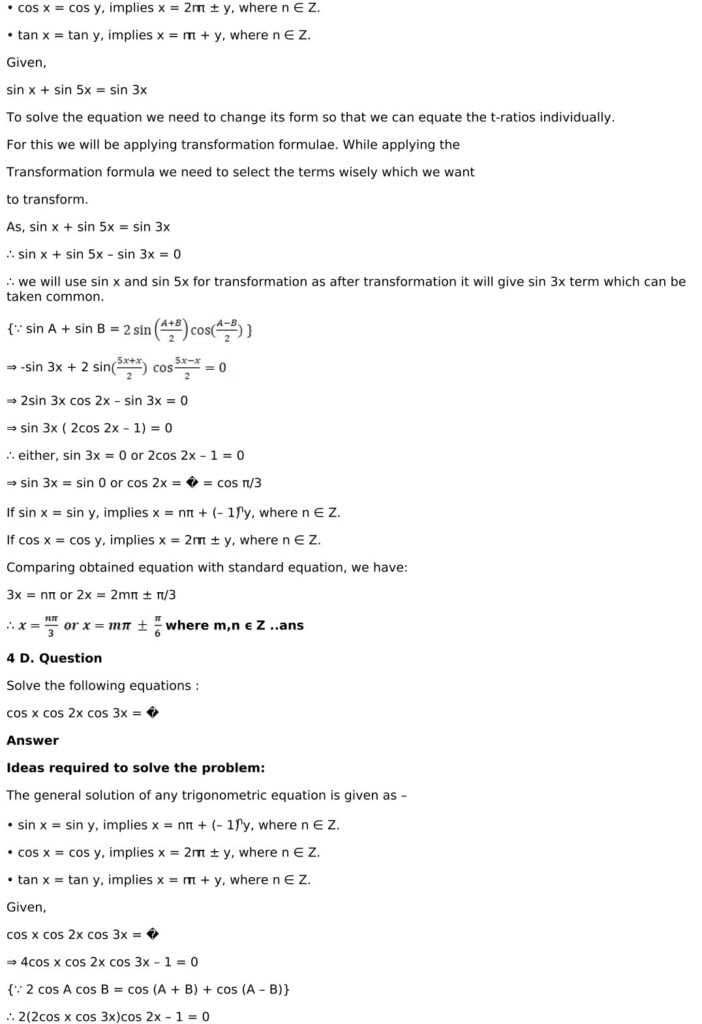 RD Sharma Solutions for Class 11 Maths Chapter 11 Trigonometric Equations 34 RD Sharma Class 11 Chapter 11 Exercise 11.1 - 34