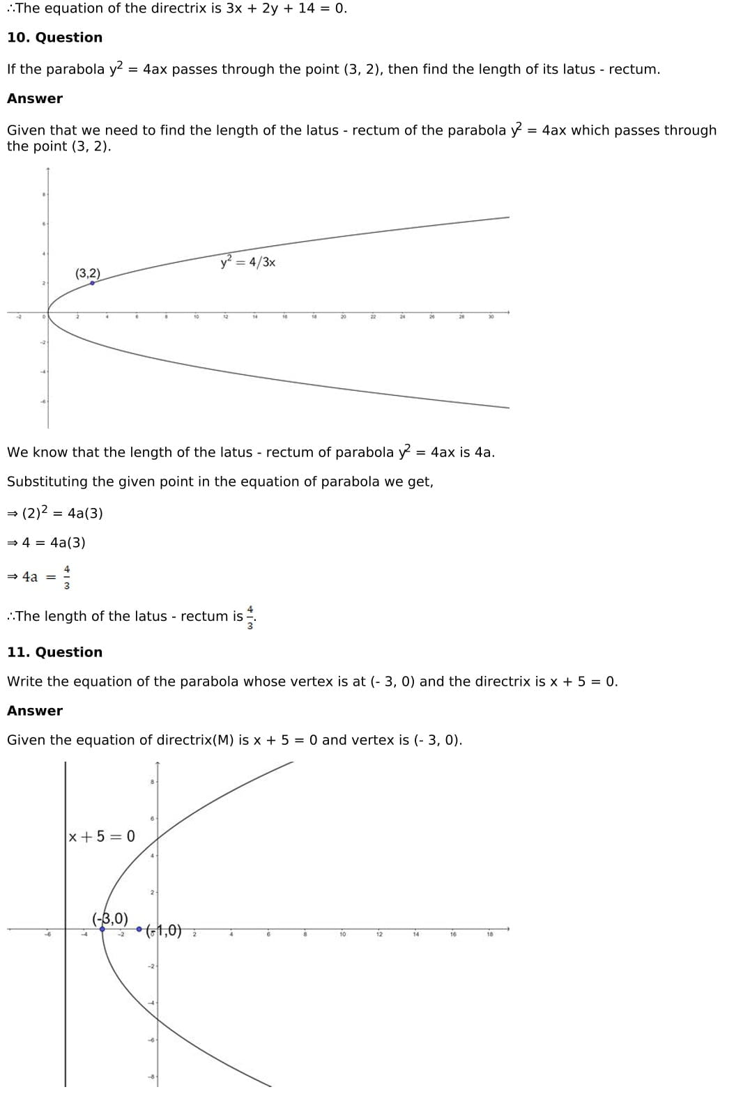 RD Sharma Solutions for Class 11 Maths Chapter 25 Parabola 42 RD Sharma Chapter 25 Very Short Answer - 09