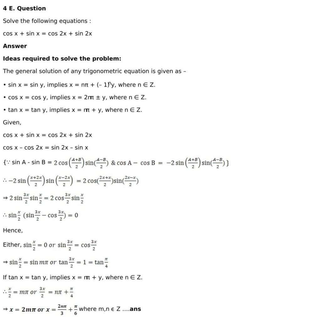 RD Sharma Solutions for Class 11 Maths Chapter 11 Trigonometric Equations 36 RD Sharma Class 11 Chapter 11 Exercise 11.1 - 36