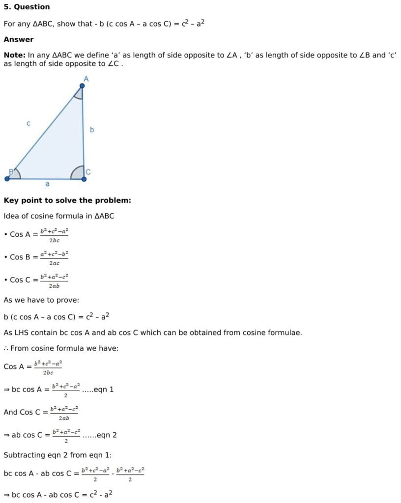RD Sharma Solutions for Class 11 Maths Chapter 10 Sine And Cosine Formulae And Their Applications 43 RD Sharma Chapter 10 Exercise 10.2 - 07