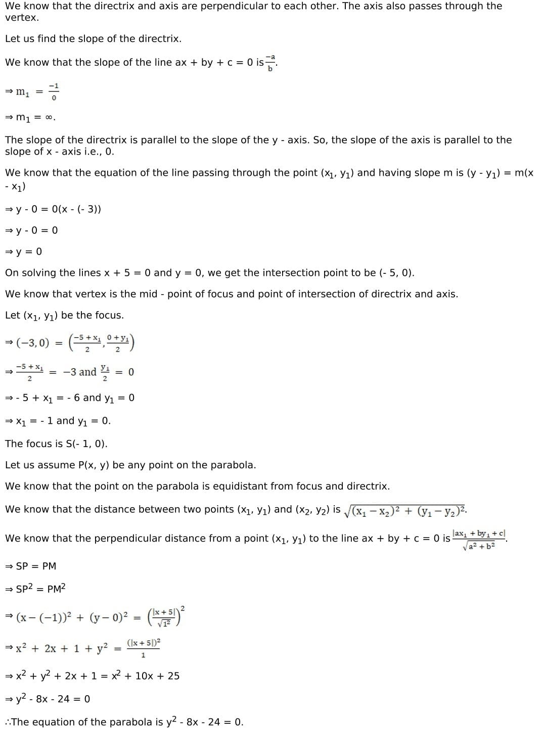 RD Sharma Solutions for Class 11 Maths Chapter 25 Parabola 43 RD Sharma Chapter 25 Very Short Answer - 010