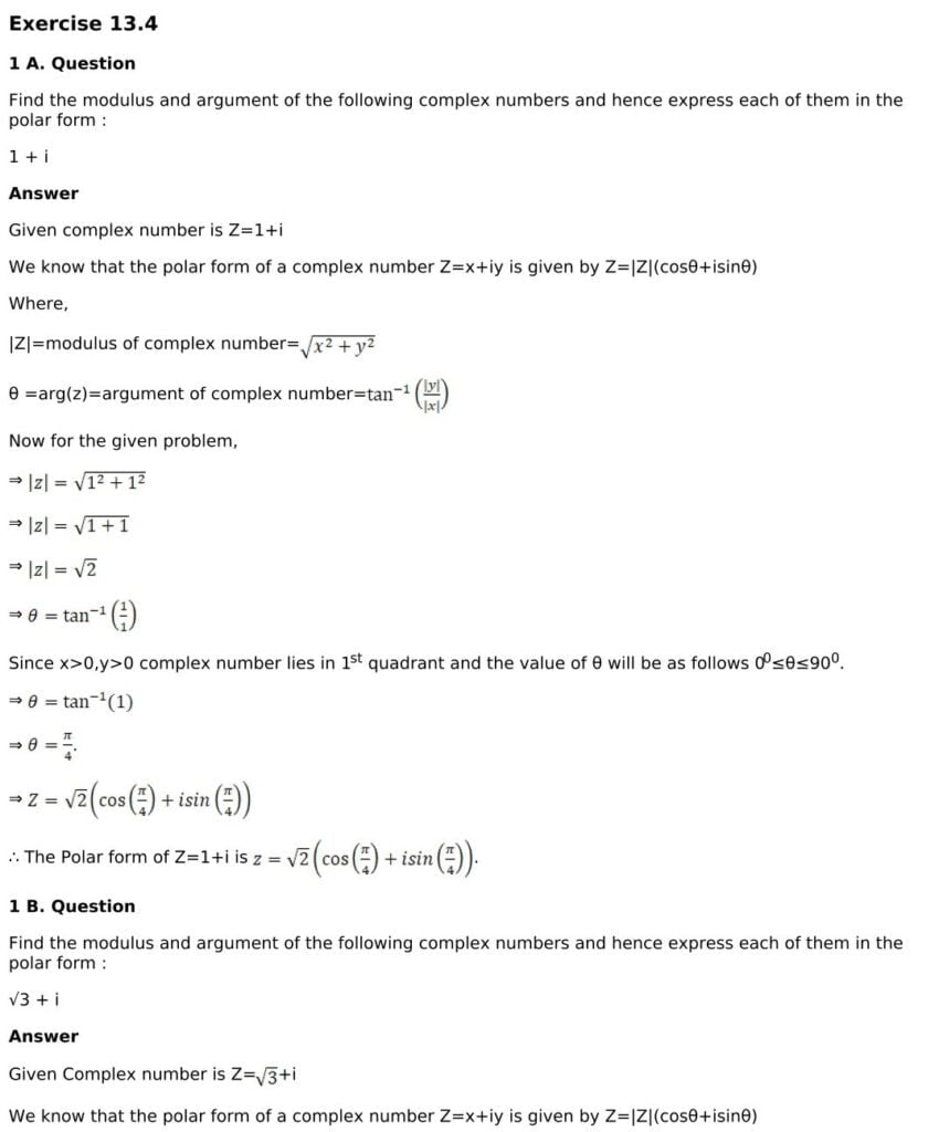 RD Sharma Solutions for Class 11 Maths Chapter 13 Complex Numbers 45 RD Sharma Chapter 13 Exercise 13.4 - 01