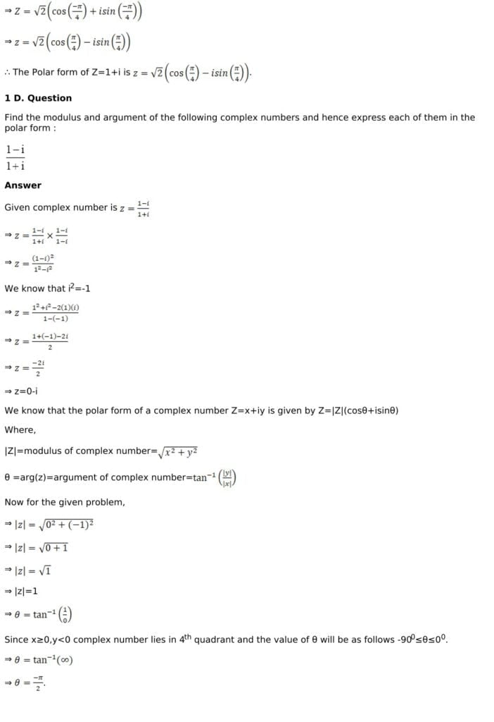 RD Sharma Solutions for Class 11 Maths Chapter 13 Complex Numbers 47 RD Sharma Chapter 13 Exercise 13.4 - 03