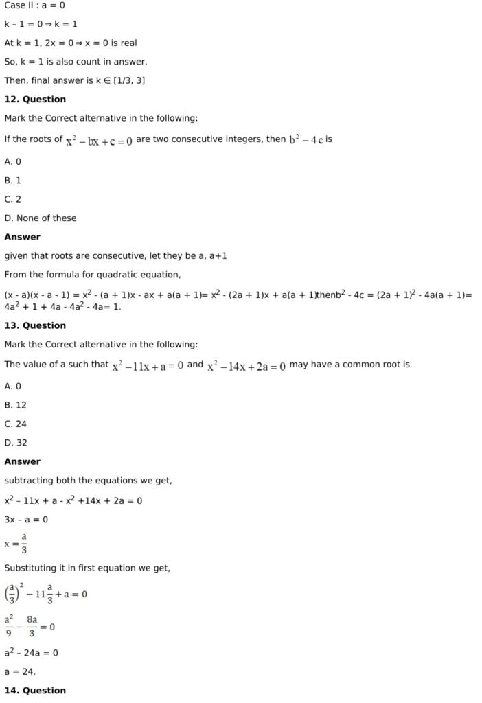 RD Sharma Solutions for Class 11 Maths Chapter 14 Quadratic Equations 47 RD Sharma Chapter 14 MCQ - 08