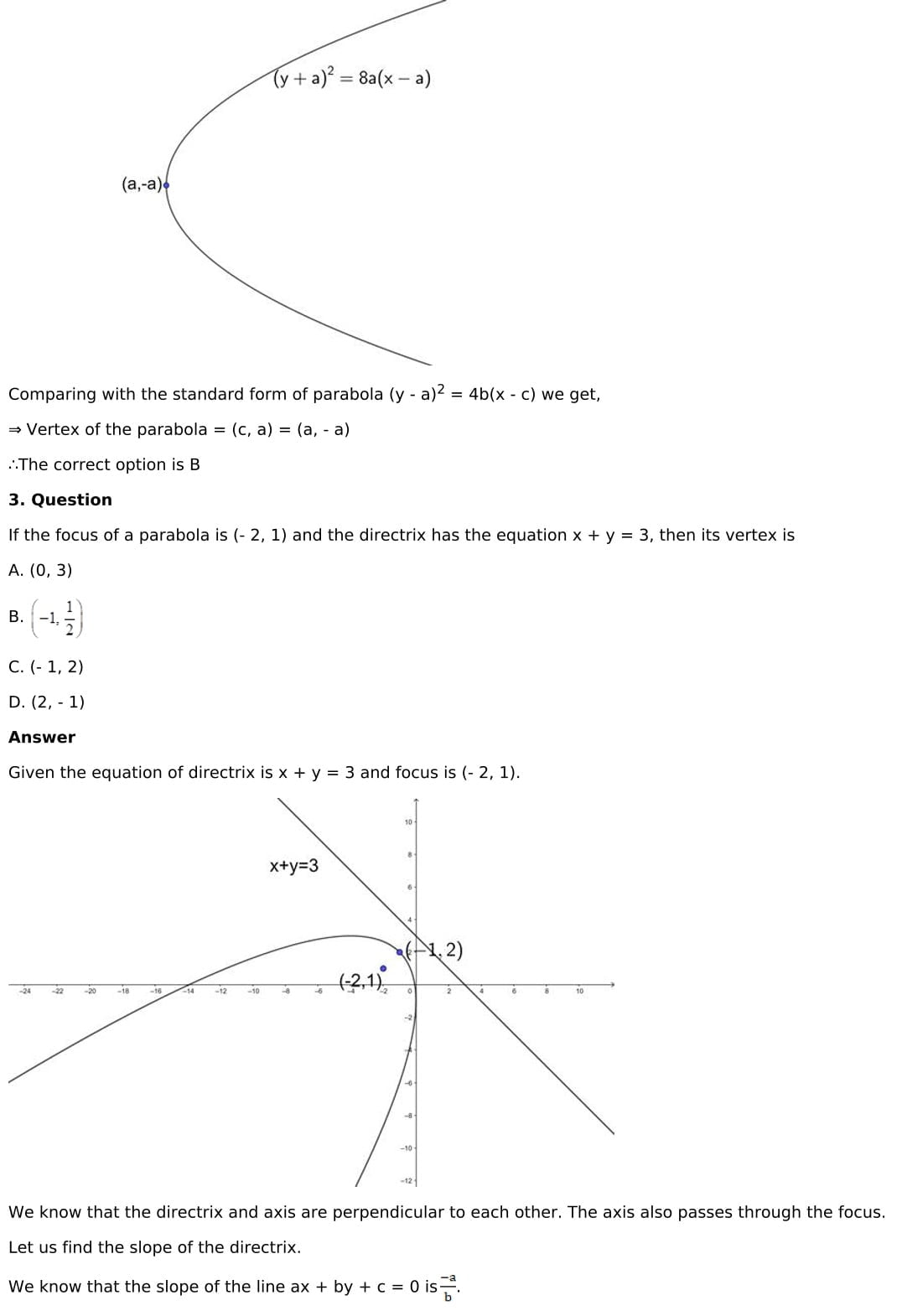 RD Sharma Solutions for Class 11 Maths Chapter 25 Parabola 46 RD Sharma Chapter 25 MCQ - 03