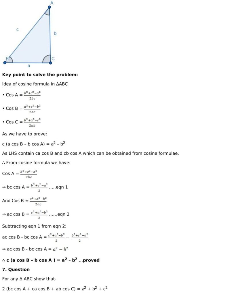 RD Sharma Solutions for Class 11 Maths Chapter 10 Sine And Cosine Formulae And Their Applications 45 RD Sharma Chapter 10 Exercise 10.2 - 09