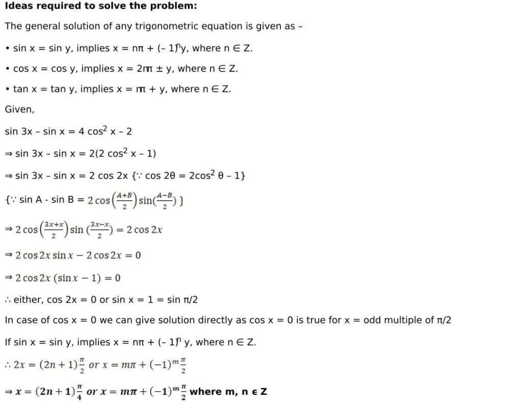 RD Sharma Solutions for Class 11 Maths Chapter 11 Trigonometric Equations 40 RD Sharma Class 11 Chapter 11 Exercise 11.1 - 40