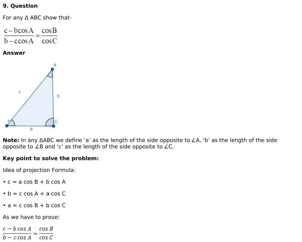 RD Sharma Solutions for Class 11 Maths Chapter 10 Sine And Cosine Formulae And Their Applications 49 RD Sharma Chapter 10 Exercise 10.2 - 13