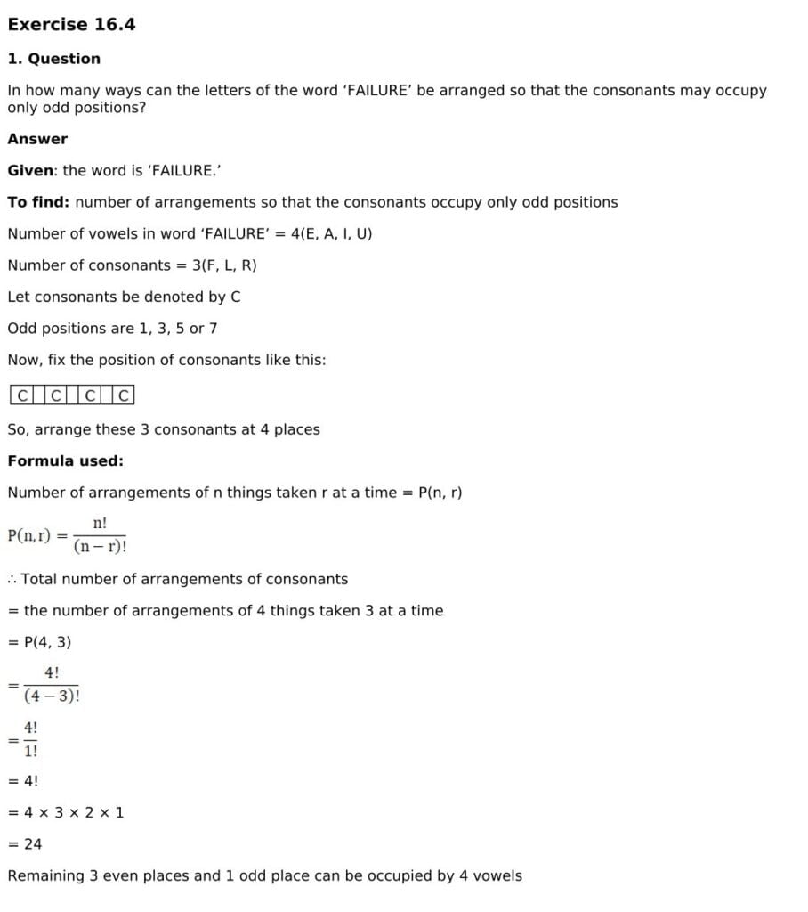 RD Sharma Solutions for Class 11 Maths Chapter 16 Permutations 54 RD Sharma Chapter 16 Exercise 16.4 - 01