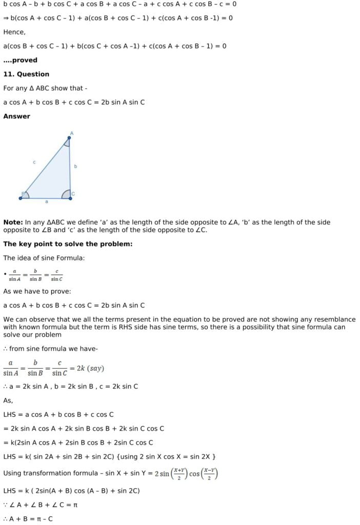 RD Sharma Solutions for Class 11 Maths Chapter 10 Sine And Cosine Formulae And Their Applications 52 RD Sharma Chapter 10 Exercise 10.2 - 16