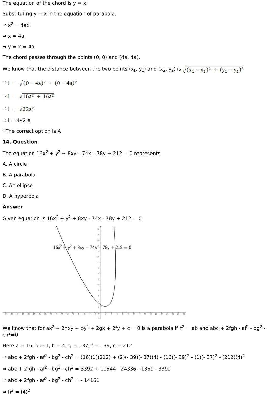 RD Sharma Solutions for Class 11 Maths Chapter 25 Parabola 58 RD Sharma Chapter 25 MCQ - 015