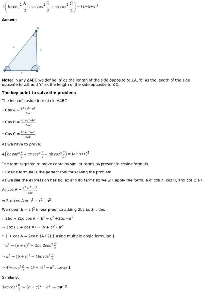 RD Sharma Solutions for Class 11 Maths Chapter 10 Sine And Cosine Formulae And Their Applications 55 RD Sharma Chapter 10 Exercise 10.2 - 19