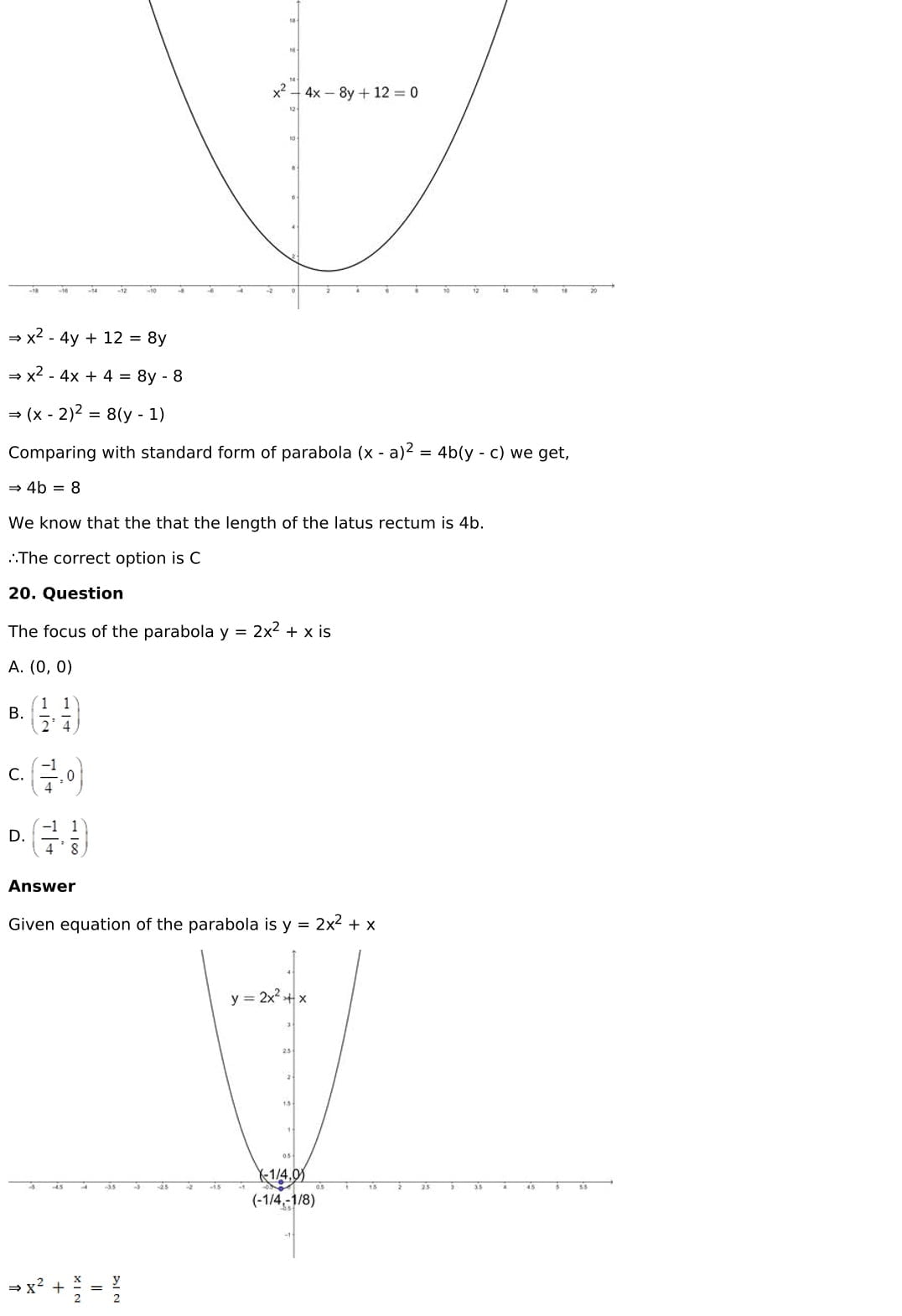 RD Sharma Solutions for Class 11 Maths Chapter 25 Parabola 62 RD Sharma Chapter 25 MCQ - 019