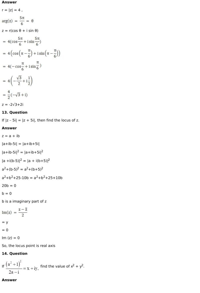 RD Sharma Solutions for Class 11 Maths Chapter 13 Complex Numbers 67 RD Sharma Chapter 13 Very Short Answer - 06