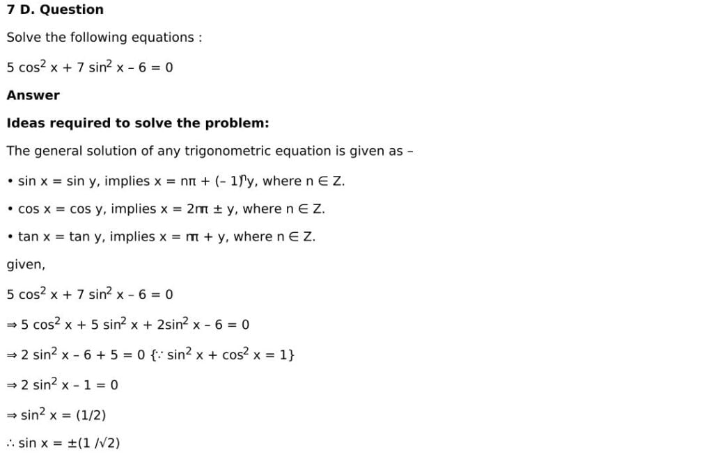 RD Sharma Solutions for Class 11 Maths Chapter 11 Trigonometric Equations 56 RD Sharma Class 11 Chapter 11 Exercise 11.1 - 56