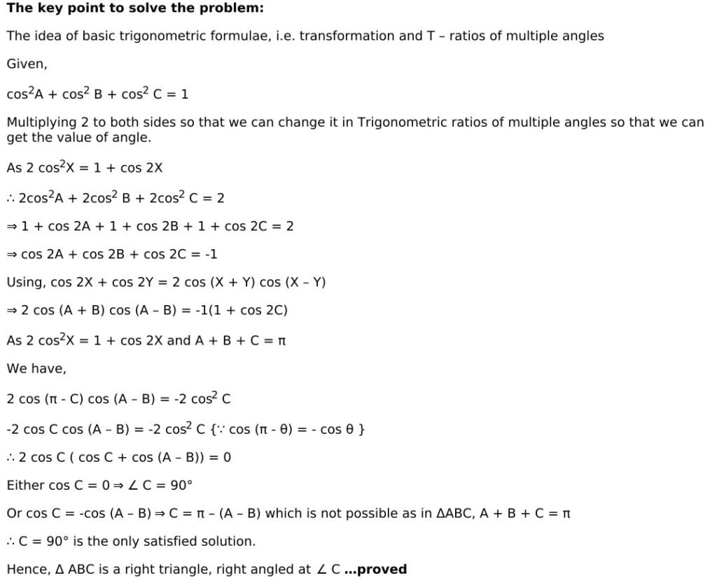 RD Sharma Solutions for Class 11 Maths Chapter 10 Sine And Cosine Formulae And Their Applications 62 RD Sharma Chapter 10 Exercise 10.2 - 26