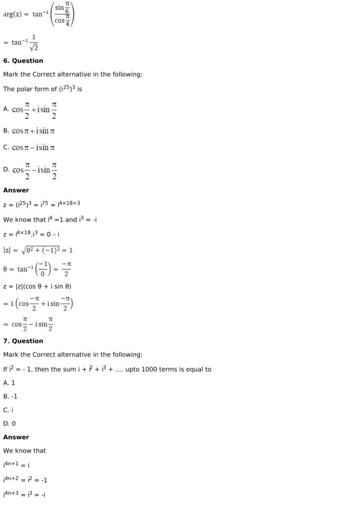 RD Sharma Solutions for Class 11 Maths Chapter 13 Complex Numbers 77 RD Sharma Chapter 13 MCQ - 04