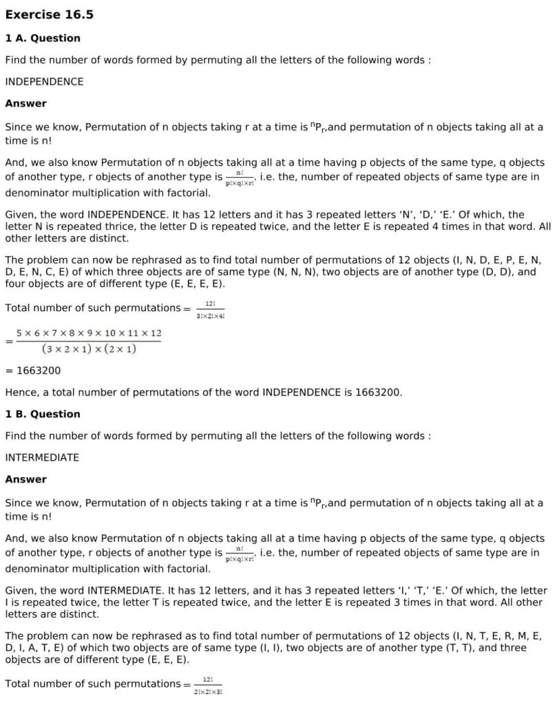 RD Sharma Solutions for Class 11 Maths Chapter 16 Permutations 76 RD Sharma Chapter 16 Exercise 16.5 - 01