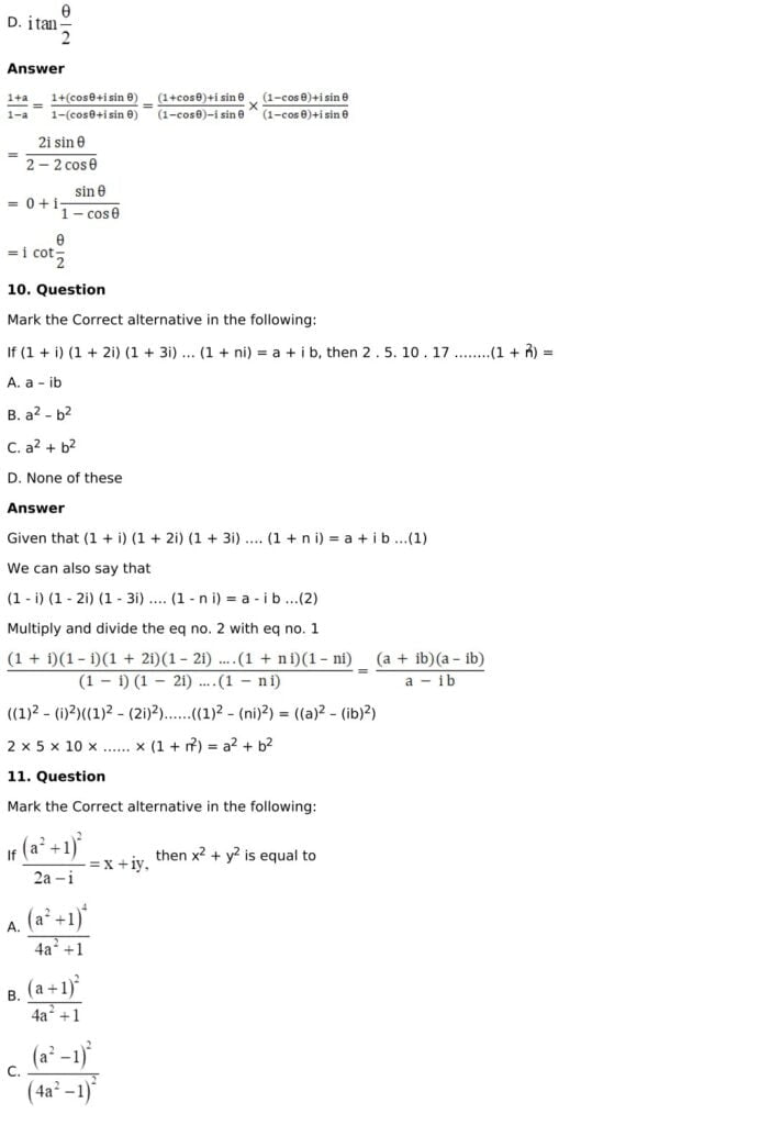RD Sharma Solutions for Class 11 Maths Chapter 13 Complex Numbers 79 RD Sharma Chapter 13 MCQ - 06