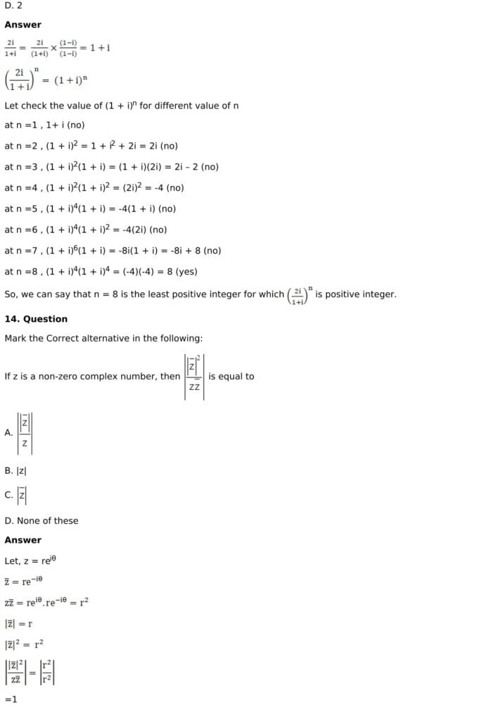 RD Sharma Solutions for Class 11 Maths Chapter 13 Complex Numbers 81 RD Sharma Chapter 13 MCQ - 08