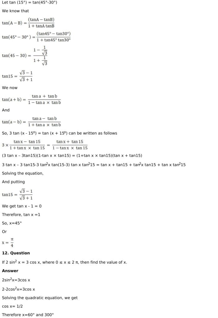 RD Sharma Solutions for Class 11 Maths Chapter 11 Trigonometric Equations 72 RD Sharma Class 11 Chapter 11 - Very Short Answer - 05