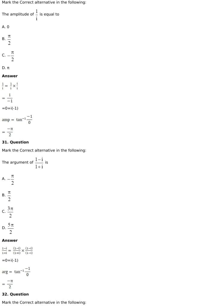 RD Sharma Solutions for Class 11 Maths Chapter 13 Complex Numbers 90 RD Sharma Chapter 13 MCQ - 17