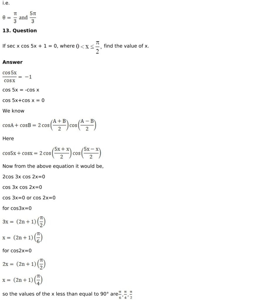 RD Sharma Solutions for Class 11 Maths Chapter 11 Trigonometric Equations 73 RD Sharma Class 11 Chapter 11 - Very Short Answer - 06