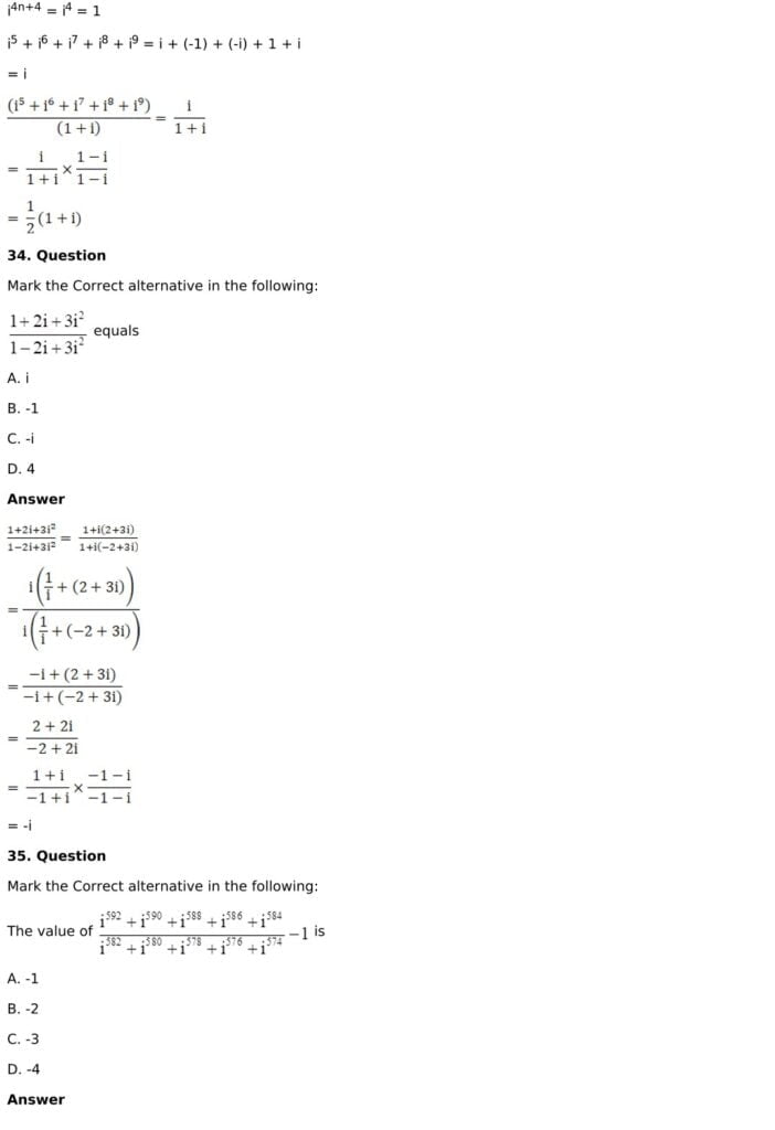 RD Sharma Solutions for Class 11 Maths Chapter 13 Complex Numbers 92 RD Sharma Chapter 13 MCQ - 19
