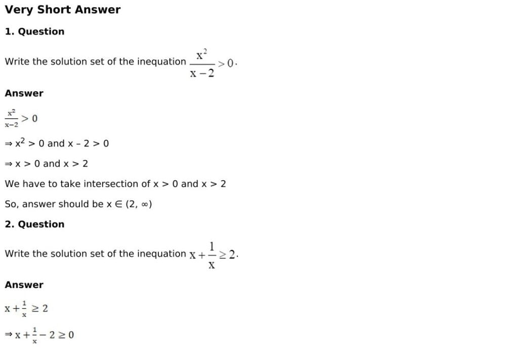 RD Sharma Solutions for Class 11 Maths Chapter 15 Linear Inequations 93 RD Sharma Chapter 15 Very Short Answer - 01