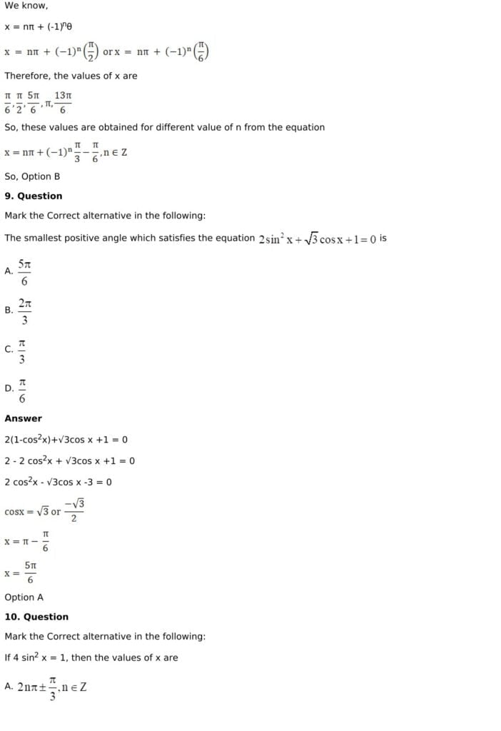 RD Sharma Solutions for Class 11 Maths Chapter 11 Trigonometric Equations 79 RD Sharma Class 11 Chapter 11 - MCQ - 06