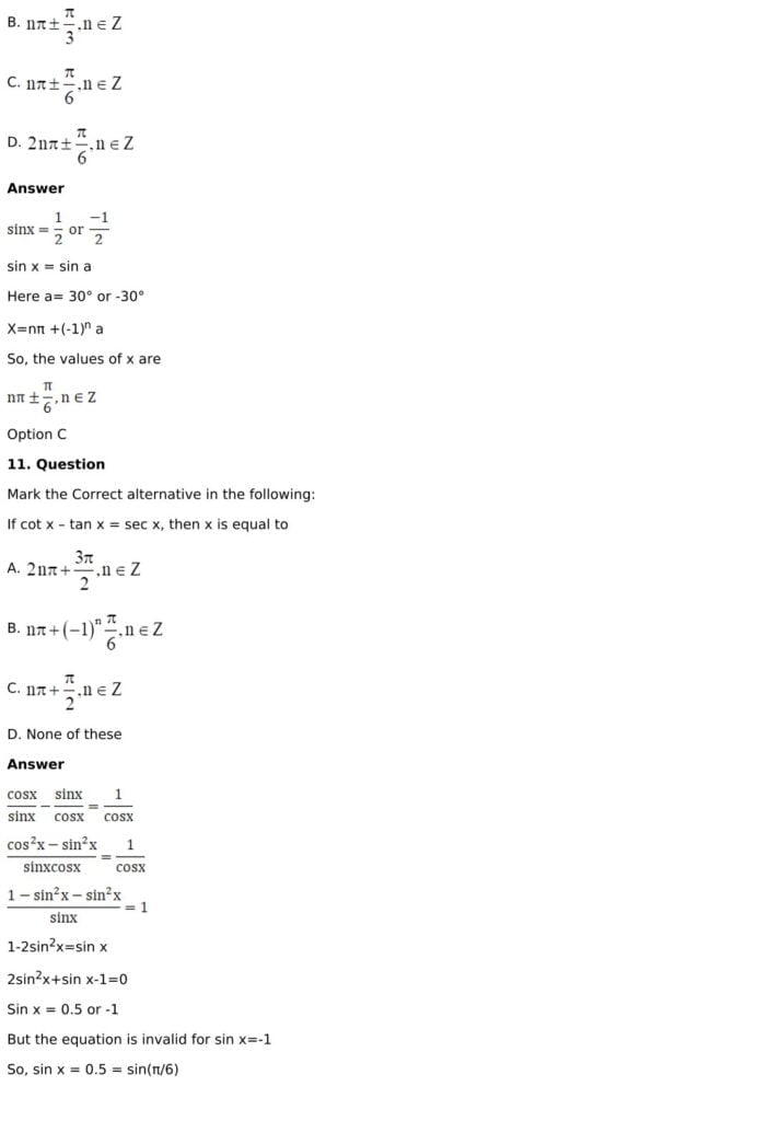 RD Sharma Solutions for Class 11 Maths Chapter 11 Trigonometric Equations 80 RD Sharma Class 11 Chapter 11 - MCQ - 07