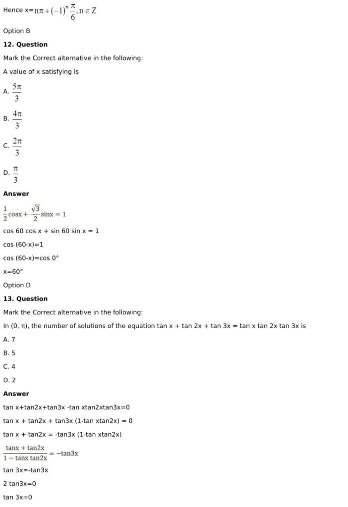 RD Sharma Solutions for Class 11 Maths Chapter 11 Trigonometric Equations 81 RD Sharma Class 11 Chapter 11 - MCQ - 08