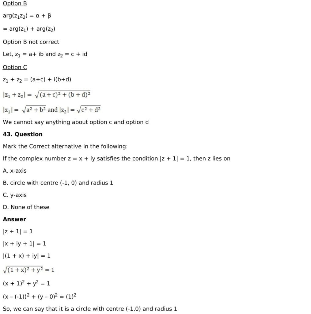 RD Sharma Solutions for Class 11 Maths Chapter 13 Complex Numbers 98 RD Sharma Chapter 13 MCQ - 25