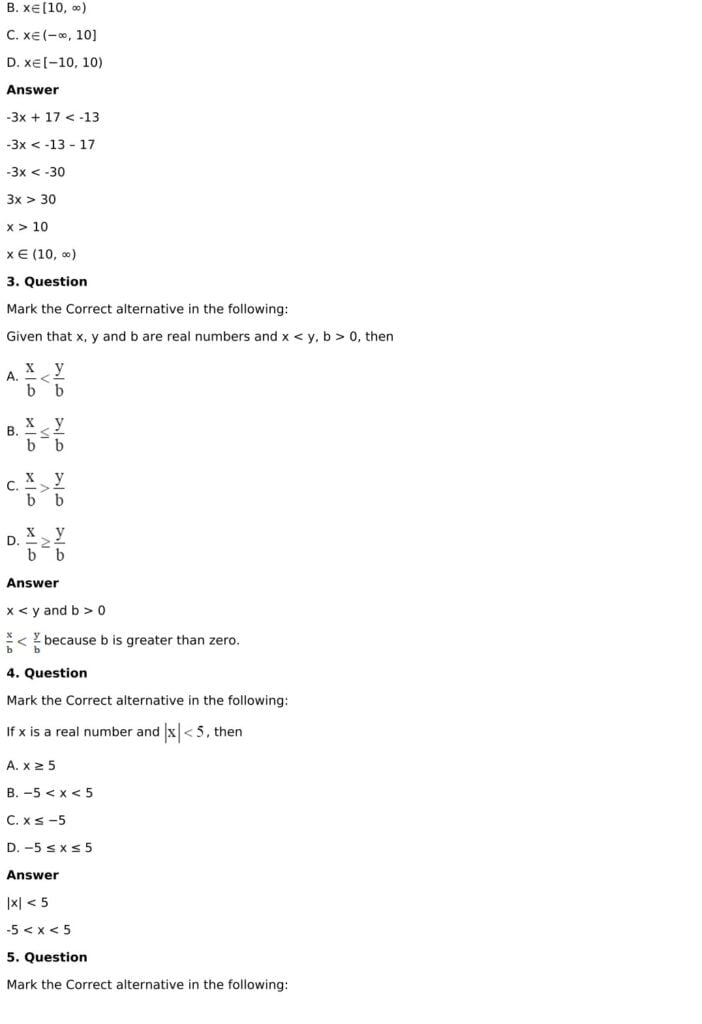 RD Sharma Solutions for Class 11 Maths Chapter 15 Linear Inequations 99 RD Sharma Chapter 15 MCQ - 02